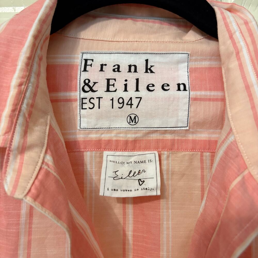 Frank & Eileen 100% Cotton Eileen Pink Striped Button Up Shirt Size Medium - Picture 3 of 6